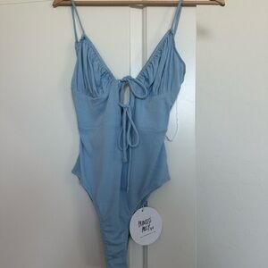 Princess Polly Light Blue Bow Bodysuit